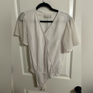 Abercrombie & Fitch White Textured Bodysuit